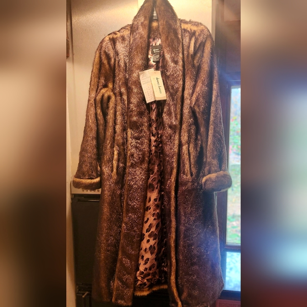 Dennis Basso Brown Faux Fur Mink Coat